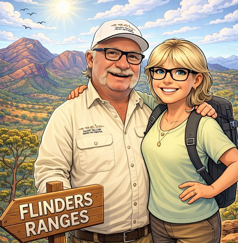 collage of the tour guides and owners on tour in outback